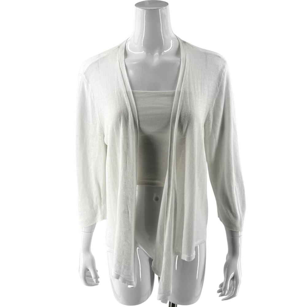 Chicos Womens Cardigan Sweater Size 3 / US XL White Open Front Lightweight